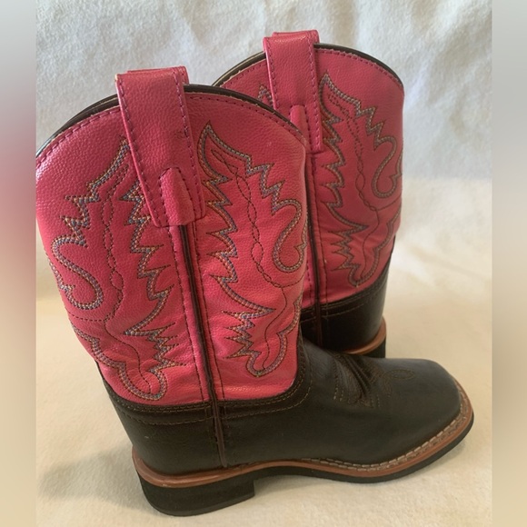 Swift Creek Cowboy Boots Leather Square Toe Toddler Girl Pink Size 9.5 D 1724C - Picture 7 of 13